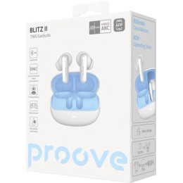 Bluetooth-гарнітура Proove Blitz II TWS with Hybrid ANC (APP) White Blue (TWBL2001AP21)