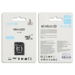 Карта пам'яті Veron microSDHC 64GB UHS-I + SD-адаптер