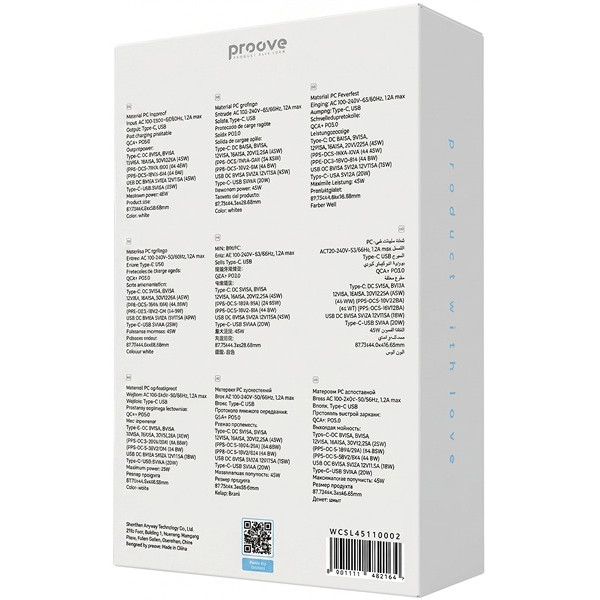 МЗП Proove Slender 45W (Type-C + USB) White (WCSL45110002)
