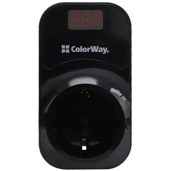 Реле напряжения ColorWay (16A/3680W) 150V-210V/230V-280V DS1 Black (CW-VR16-04D)