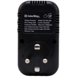 Реле напруги ColorWay (16A/3680W) 150V-210V/230V-280V DS1 Black (CW-VR16-04D)