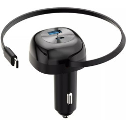 Автомобільний зарядний пристрій Proove Pulsar 65W (Type-C + USB) + Retractable Type-C Cable Black (CCPR65110001)