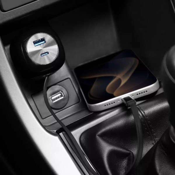 Автомобільний зарядний пристрій Proove Pulsar 65W (Type-C + USB) + Retractable Type-C Cable Black (CCPR65110001)