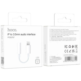 Перехідник Hoco LS34 Lightning to 3.5mm White 2