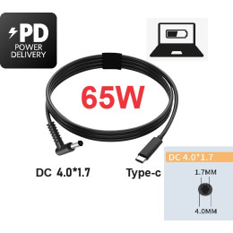 Кабель для ноутбука USB-C до DC 4.0 x 1.7 мм, 65W, 1.5 м (PD) 2
