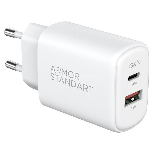 МЗП ArmorStandart Poweraze 20W GaN Type-C + USB-A White (ARM87067)