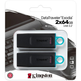 Флеш пам'ять Kingston DT Exodia 64GB USB 3.2 Black/Blue 2 Pieces (DTX/64GB-2P) 2