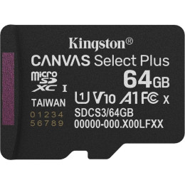 Карта пам'яті Kingston Canvas Select Plus microSDHC 64GB UHS-I R100MB/s (SDCS3/64GBSP)