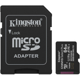 Карта пам'яті Kingston Canvas Select Plus microSDHC 64GB UHS-I R100MB/s + адаптер (SDCS3/64GB)