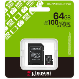 Карта пам'яті Kingston Canvas Select Plus microSDHC 64GB UHS-I R100MB/s + адаптер (SDCS3/64GB) 2