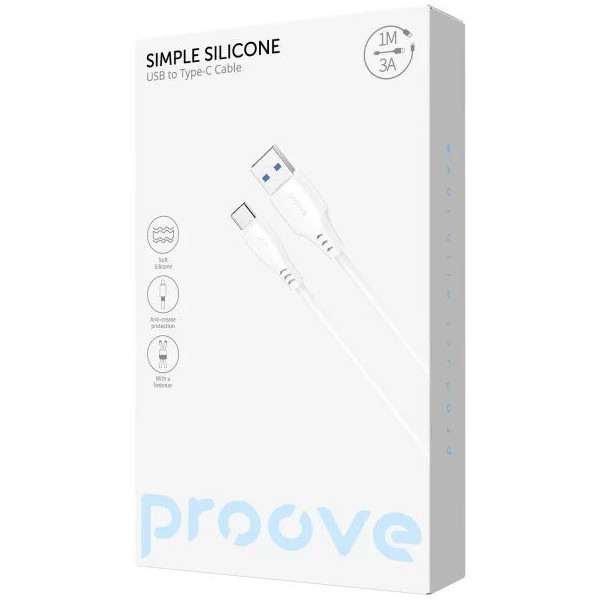 Кабель Proove Simple Silicone USB to Type-C 3A 1m White (CCSS15001202)