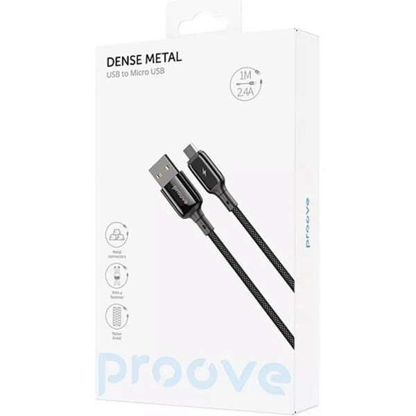 Кабель Proove Dense Metal USB to Micro 2.4A 1m Black (CCDM20001301)