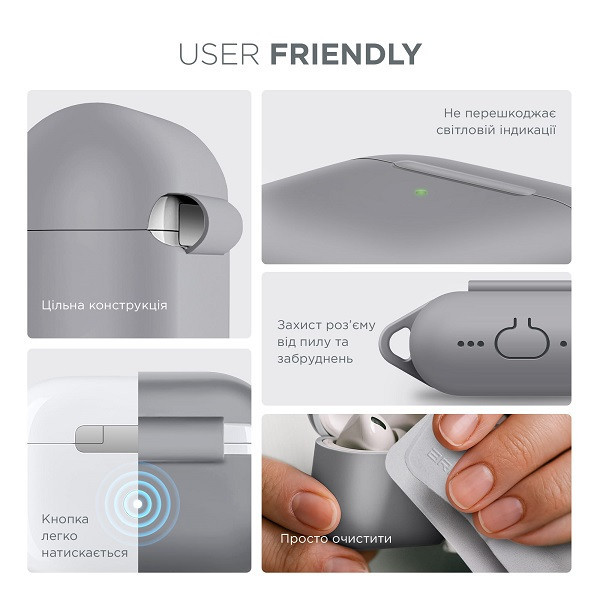 Чохол для навушників ArmorStandart Hang Case для Apple AirPods Pro 2 Light Grey (ARM68587)