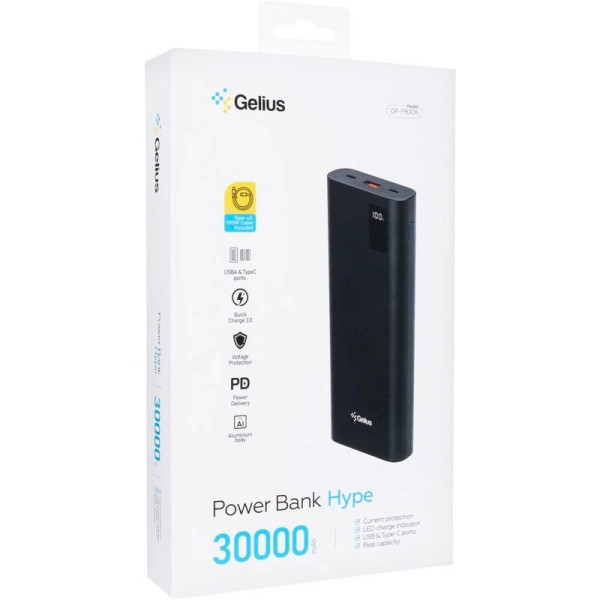 Power Bank Gelius Hype GP-PB306 30000mAh 100W + cable Type-C 1m Black
