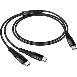 Кабель Hoco X123 2-in-1 Type-C to 2 Type-C 2.4A 1.2m Black