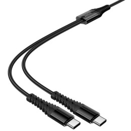 Кабель Hoco X123 2-in-1 Type-C to 2 Type-C 2.4A 1.2m Black