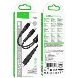 Кабель Hoco X123 2-in-1 Type-C to 2 Type-C 2.4A 1.2m Black