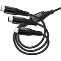 Кабель Hoco X123 3-in-1 Type-C to Type-C+MicroUSB+Lightnong 2A 1m Black