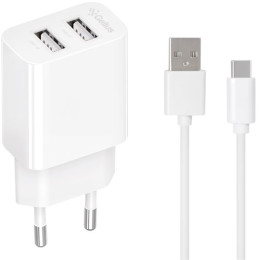 Мережевий зарядний пристрій  Gelius Simple GP-HC059 2 USB 2.4A + cable Type-C White