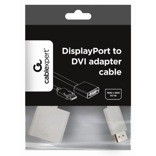 Перехідник Cablexpert DisplayPort-DVI, 0.1м, Білий (A-DPM-DVIF-002-W)