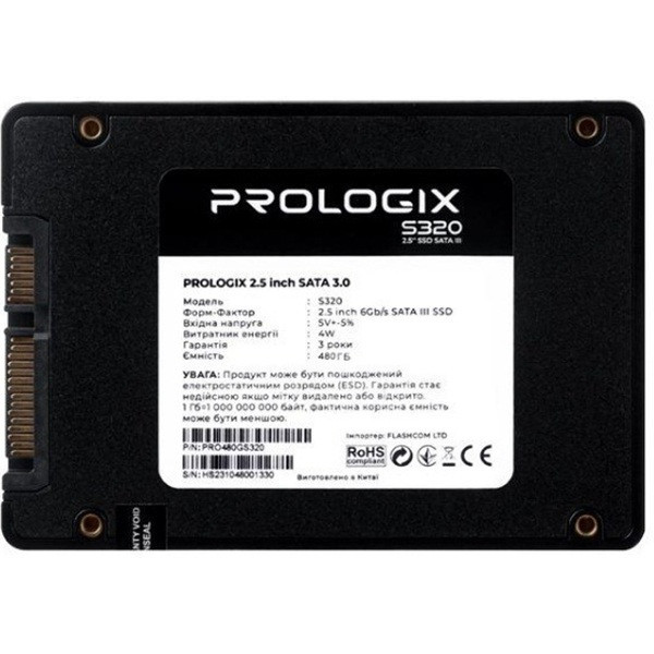Накопичувач SSD 480GB Prologix S320 2.5" SATAIII 3D TLC (PRO480GS320)