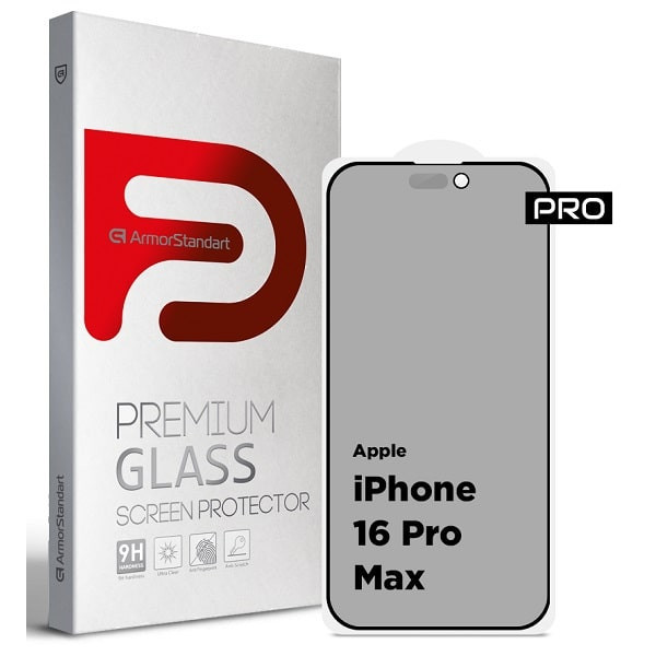 Защитное стекло ArmorStandart Pro Anti-spy Matte для Apple iPhone 16 Pro Max Black (ARM79400)