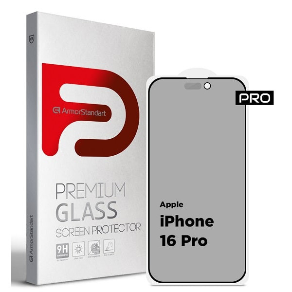 Захисне скло ArmorStandart Pro Anti-spy Matte для Apple iPhone 16 Pro Black (ARM79399)