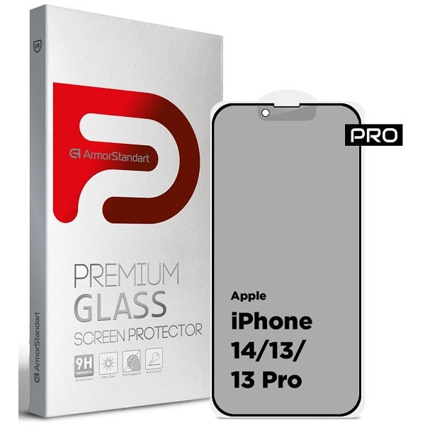Защитное стекло ArmorStandart Pro Anti-spy Matte для Apple iPhone 16e/14/13/13 Pro Black (ARM68603)