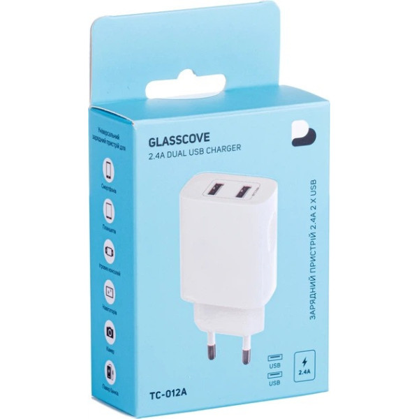 МЗП Glasscove 12W 2USB White (TC-012A)