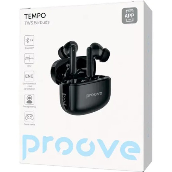 Bluetooth-гарнитура Proove Tempo TWS with ANC (APP) Black (TWTM0001AP01)