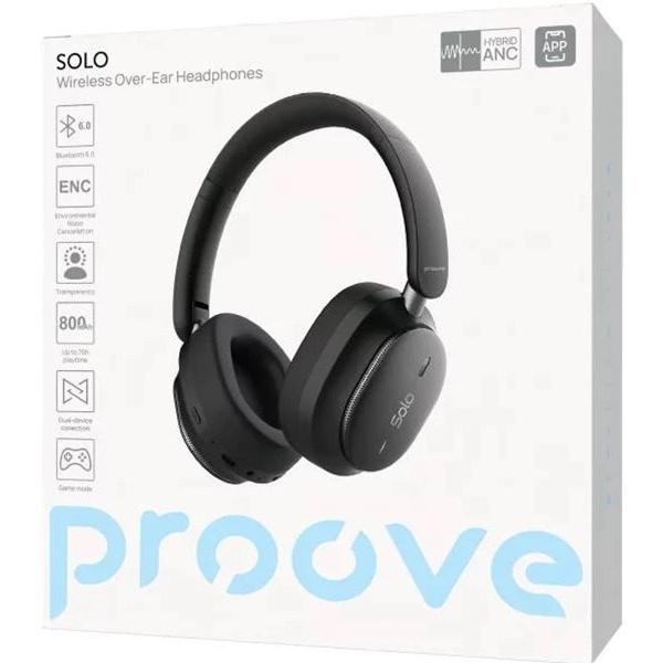 Bluetooth-гарнітура Proove Solo with ANC (APP) Black (HPSL0001AP01)