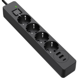 Фільтр живлення СolorWay 4 розетки, 2USB-A,Type-C (24W) 2м Black (CW-CHE432PDB)