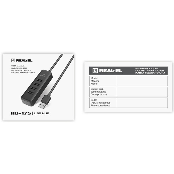 USB HUB REAL-EL HQ-175 4xUSB (EL123110008)