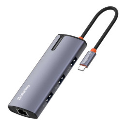 USB HUB СolorWay Type-C 6-in-1 Type C PD 100W/USB3.0х3/USB2.0/RJ45 (CW-HUB03)