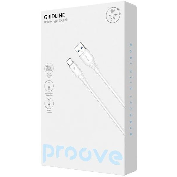 Кабель Proove GridLine USB to Type-C 3A 1m White (CCGL15001202)