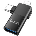 Адаптер Hoco UA17 Lightning/Type-C to USB 2.0 Black