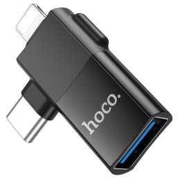 Адаптер Hoco UA17 Lightning/Type-C to USB 2.0 Black 2