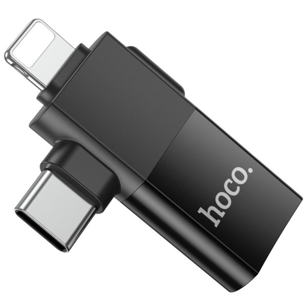 Адаптер Hoco UA17 Lightning/Type-C to USB 2.0 Black