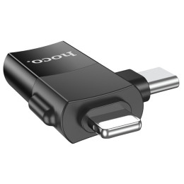 Адаптер Hoco UA17 Lightning/Type-C to USB 2.0 Black