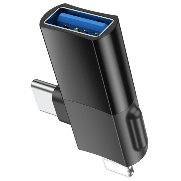 Адаптер Hoco UA17 Lightning/Type-C to USB 2.0 Black