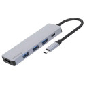 USB HUB  Proove Iron Link 5 in 1 (3*USB3.0 + Type C + HDMI) Silver (HBIL00010604)