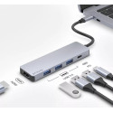 USB HUB  Proove Iron Link 5 in 1 (3*USB3.0 + Type C + HDMI) Silver (HBIL00010604)