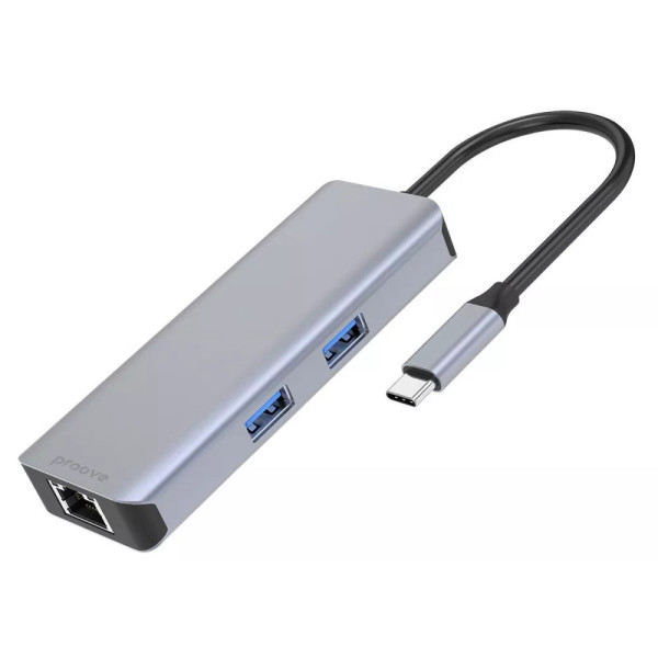 USB HUB Proove Iron Link 6 in 1 (2*USB3.0 + SD/TF + RJ45 + HDMI) Silver (HBI700010004)