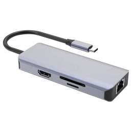 USB HUB Proove Iron Link 6 in 1 (2*USB3.0 + SD/TF + RJ45 + HDMI) Silver (HBI700010004)