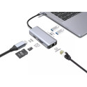 USB HUB Proove Iron Link 6 in 1 (2*USB3.0 + SD/TF + RJ45 + HDMI) Silver (HBI700010004)