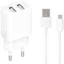 Сетевое зарядное устройство Gelius Simple GP-HC059 2 USB 2.4A + cable microUSB White