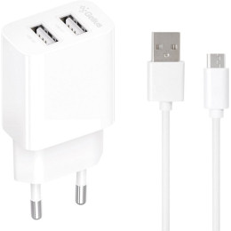 Сетевое зарядное устройство Gelius Simple GP-HC059 2 USB 2.4A + cable microUSB White