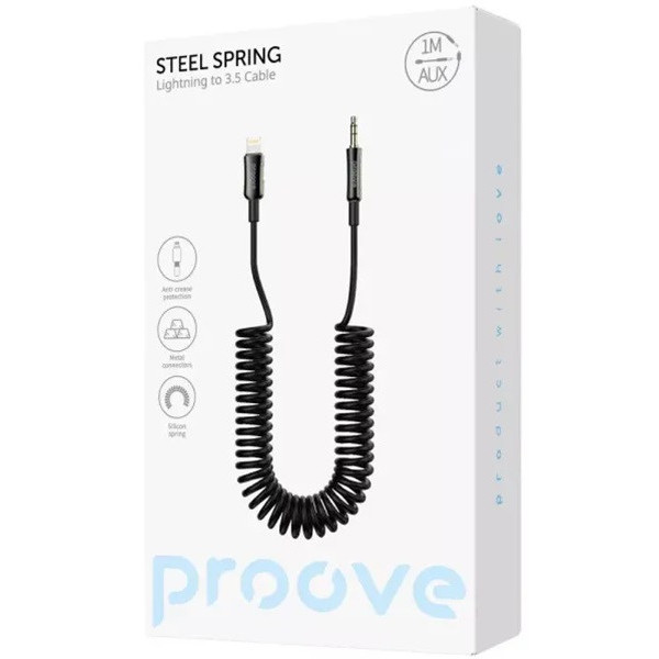 AUX кабель Proove Steel Spring Lightning to 3.5mm 1m Black (ACSS00005101)
