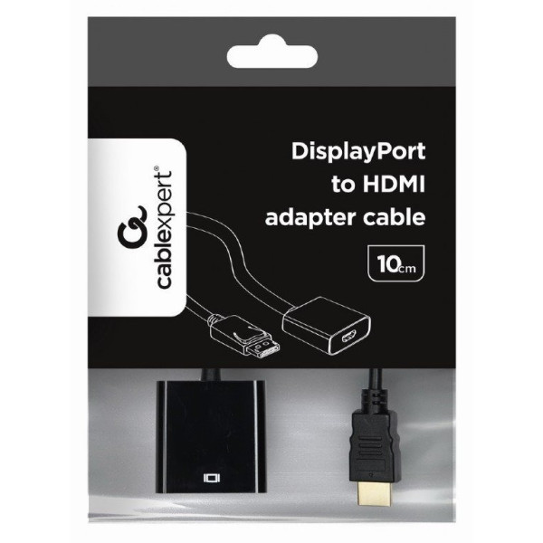 Перехідник Cablexpert mini DisplayPort-HDMI, 0.15м, Чорний (A-mDPM-HDMIF-02)