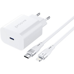 Сетевое зарядное устройство Proove Rapid 20W (Type-C) + cable Type-C to Lightning White (WCRP20012102)